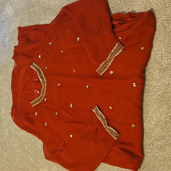 Kalki Hand Crafted In India Red With Gold Embelllishments Womens Size Small - Picture 4 of 6